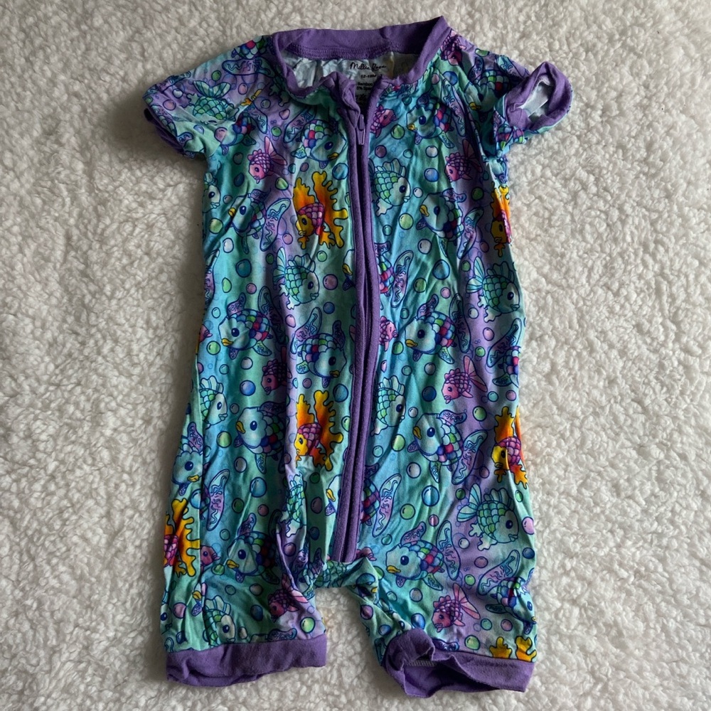 real bamboo onesie with aquatic print